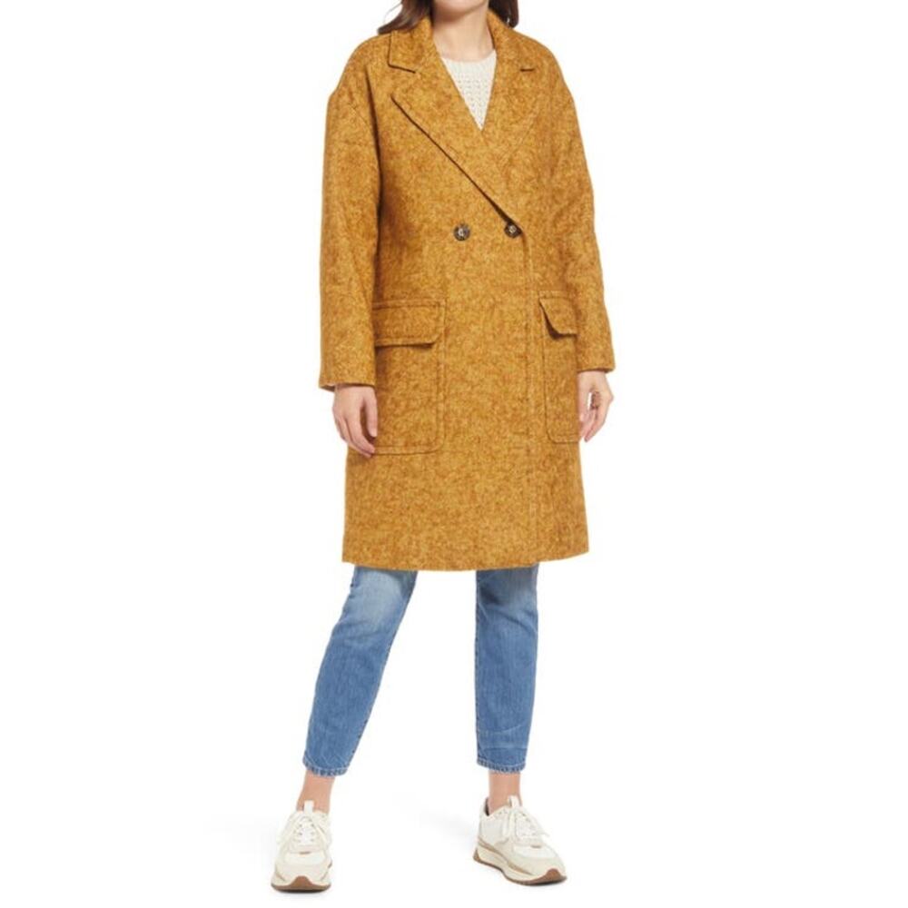 NEW Madewell Averdon Bouclé Coat in Mustard size XL $298 - Picture 2 of 8